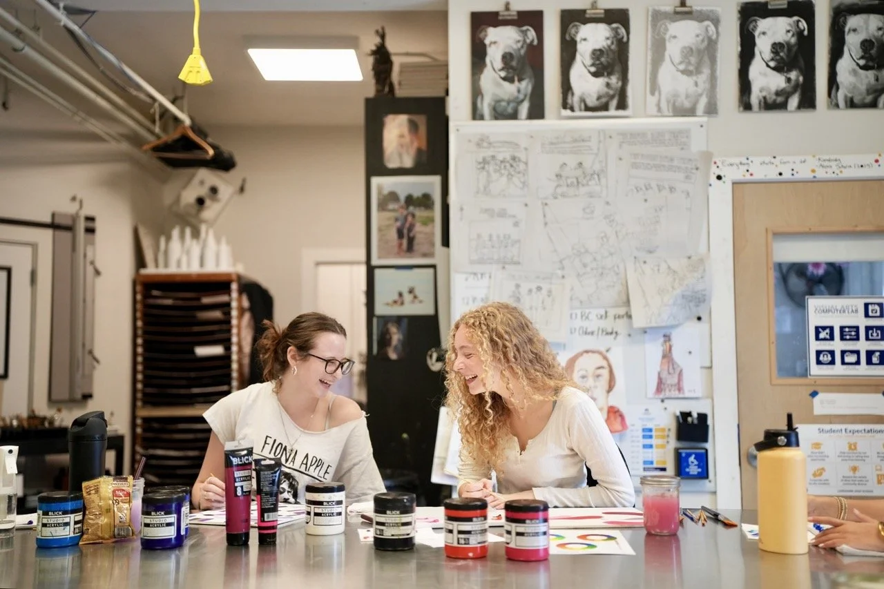 students in art room